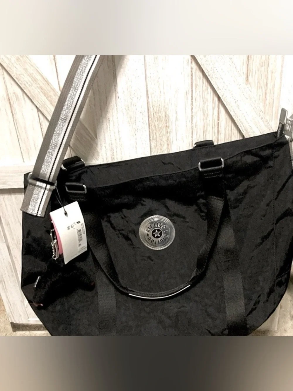FINAL PRICE! Kipling Adara Tote Black Silver Large Nylon Travel Work Bag NWT